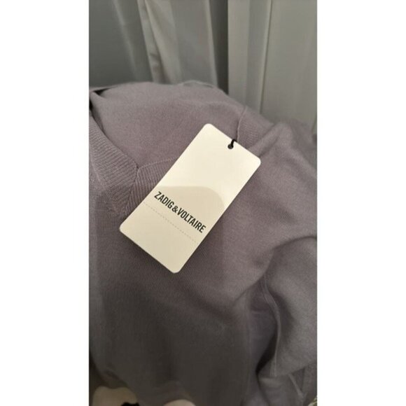 Zadig & Voltaire Happy Army Studded Elbow V Neck Sweater - Picture 3 of 11